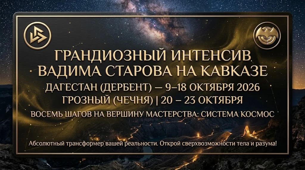 Плакат интенсива Вадима Старова в Дагестане и Чечне, 9–23 октября 2026 года